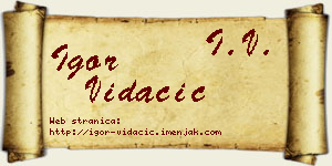 Igor Vidačić vizit kartica